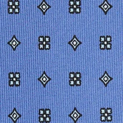 CRAVATTA SARTORIALE 7 PIEGHE IN SETA AZZURRO POLVERE Microfantasia fiore