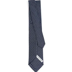 CRAVATTA SARTORIALE 9 PIEGHE IN SETA BLU SCURO Microfantasia fiore