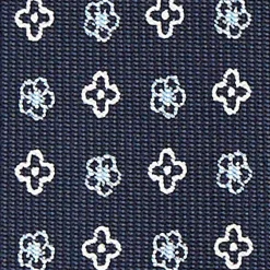 CRAVATTA SARTORIALE 9 PIEGHE IN SETA BLU SCURO Microfantasia fiore
