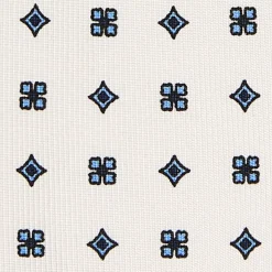 CRAVATTA SARTORIALE 7 PIEGHE IN SETA BIANCA Microfantasia fiore