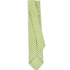 CRAVATTA SARTORIALE 9 PIEGHE IN SETA VERDE CHIARO Microfantasia fiore