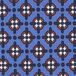 CRAVATTA SARTORIALE 7 PIEGHE IN SETA AZZURRO POLVERE Microfantasia fiore