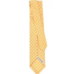 CRAVATTA SARTORIALE 9 PIEGHE IN SETA GIALLA Microfantasia fiore