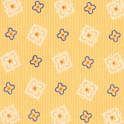 CRAVATTA SARTORIALE 9 PIEGHE IN SETA GIALLA Microfantasia fiore