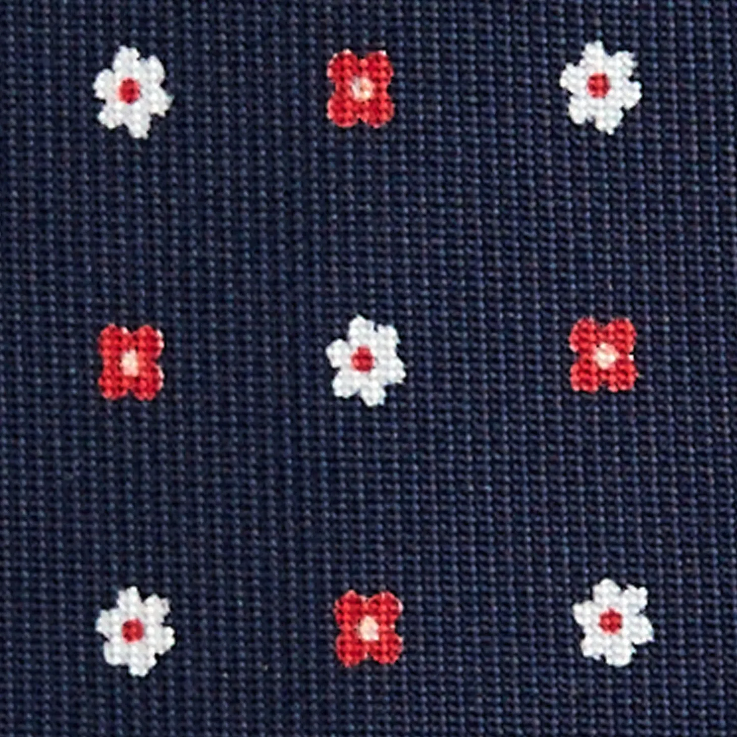 CRAVATTA SARTORIALE 9 PIEGHE IN SETA BLU SCURO Microfantasia fiore