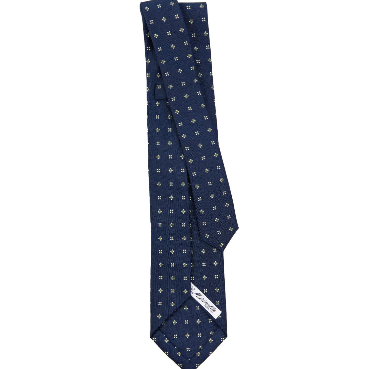 CRAVATTA SARTORIALE 9 PIEGHE IN SETA BLU SCURO Microfantasia fiore