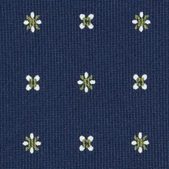 CRAVATTA SARTORIALE 9 PIEGHE IN SETA BLU SCURO Microfantasia fiore