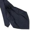 CRAVATTA SARTORIALE 9 PIEGHE IN SETA BLU SCURO Microfantasia fiore