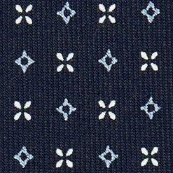 CRAVATTA SARTORIALE 9 PIEGHE IN SETA BLU SCURO Microfantasia fiore