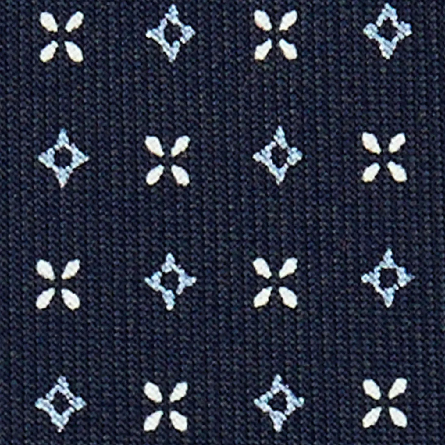 CRAVATTA SARTORIALE 9 PIEGHE IN SETA BLU SCURO Microfantasia fiore