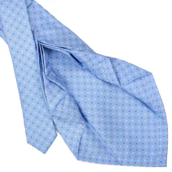 CRAVATTA SARTORIALE 9 PIEGHE IN SETA AZZURRA Microfantasia fiore