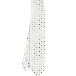 CRAVATTA SARTORIALE 5 PIEGHE IN SETA BIANCA Microfantasia fiore