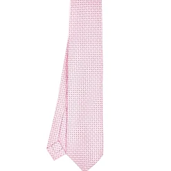 CRAVATTA SARTORIALE 5 PIEGHE IN SETA ROSA Microfantasia fiore