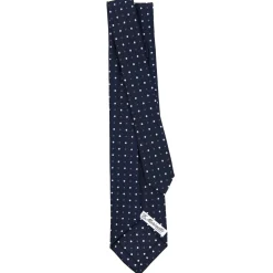 CRAVATTA SARTORIALE 9 PIEGHE IN SETA BLU SCURO Microfantasia fiore