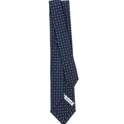 CRAVATTA SARTORIALE 9 PIEGHE IN SETA BLU SCURO Microfantasia fiore