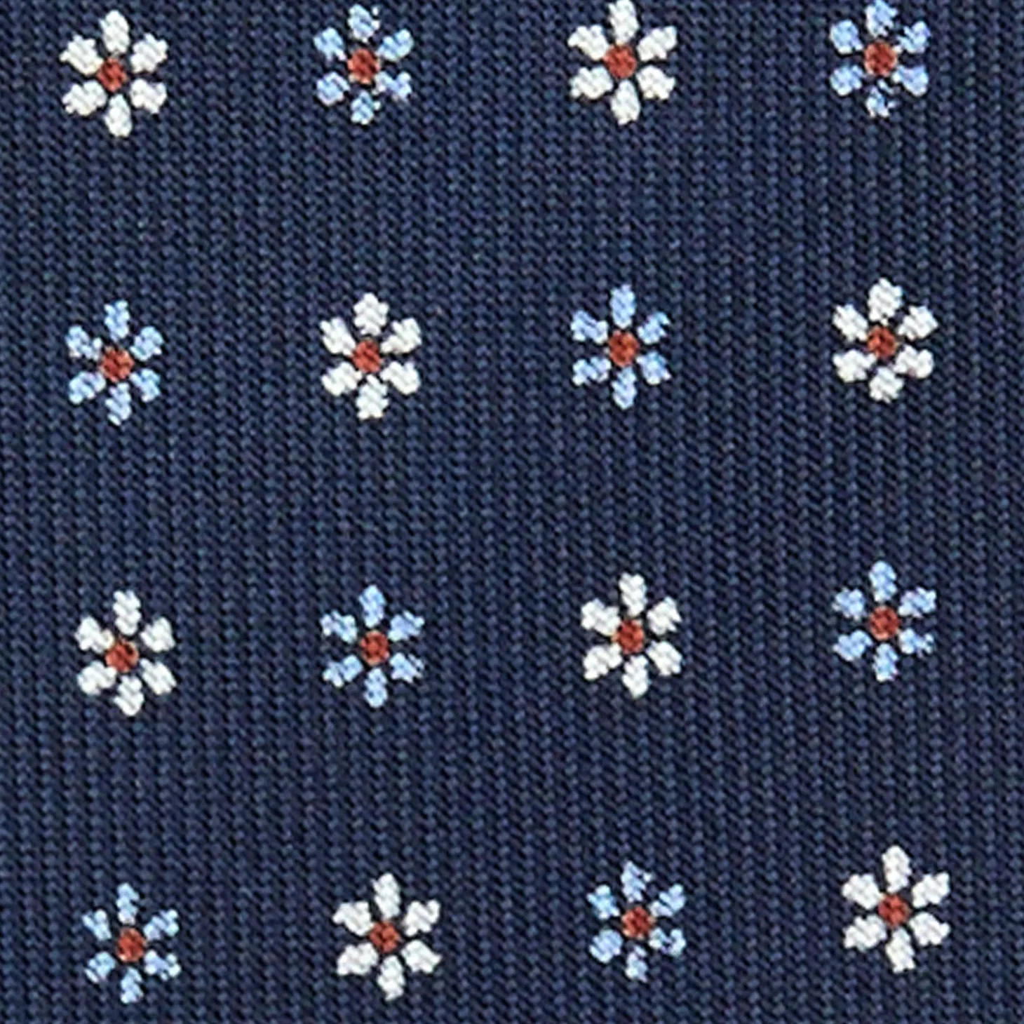 CRAVATTA SARTORIALE 9 PIEGHE IN SETA BLU SCURO Microfantasia fiore