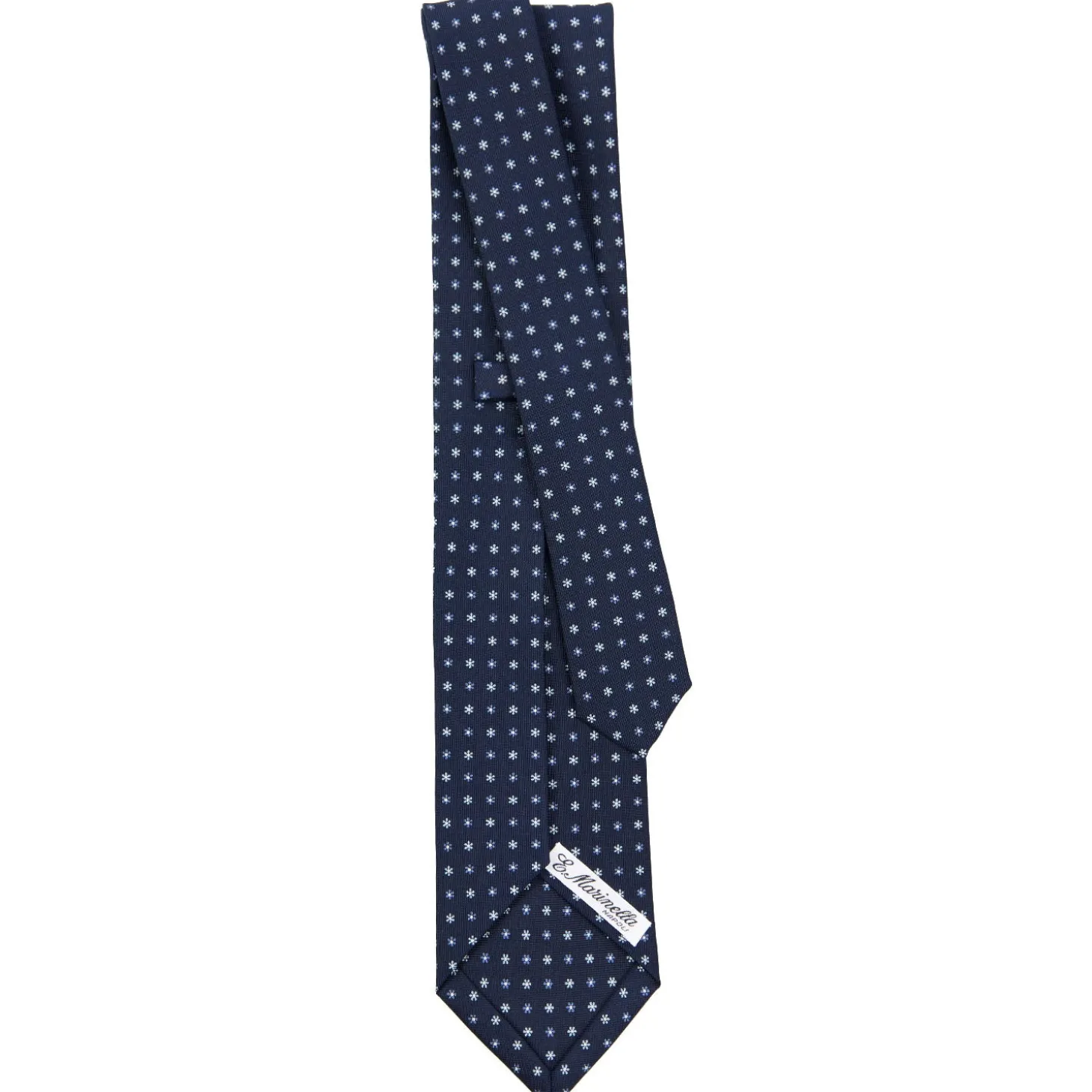 CRAVATTA SARTORIALE 9 PIEGHE IN SETA BLU SCURO Microfantasia fiore