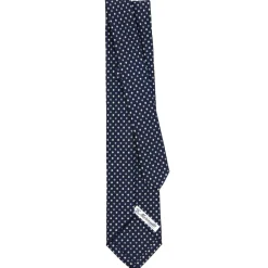 CRAVATTA SARTORIALE 7 PIEGHE IN SETA BLU SCURO Microfantasia fiore