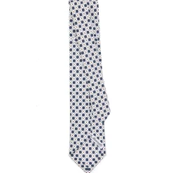 CRAVATTA SARTORIALE 5 PIEGHE IN SETA BIANCA Microfantasia fiore