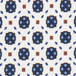 CRAVATTA SARTORIALE 5 PIEGHE IN SETA BIANCA Microfantasia fiore