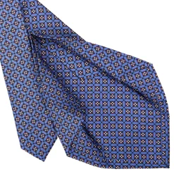 CRAVATTA SARTORIALE 5 PIEGHE IN SETA AZZURRO POLVERE Microfantasia fiore