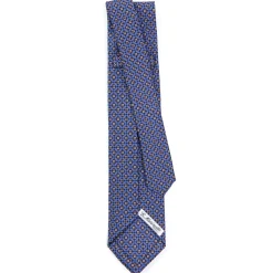 CRAVATTA SARTORIALE 5 PIEGHE IN SETA AZZURRO POLVERE Microfantasia fiore