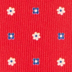 CRAVATTA SARTORIALE 9 PIEGHE IN SETA ROSSA Microfantasia fiore