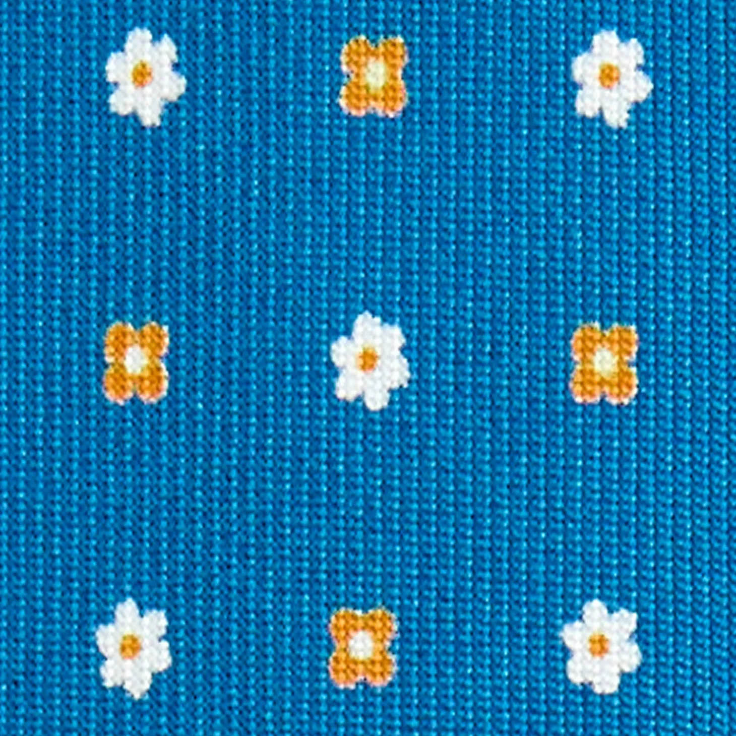 CRAVATTA SARTORIALE 9 PIEGHE IN SETA BLU MEDIO Microfantasia fiore