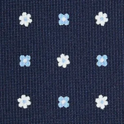 CRAVATTA SARTORIALE 9 PIEGHE IN SETA BLU SCURO Microfantasia fiore