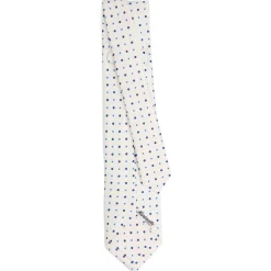 CRAVATTA SARTORIALE 9 PIEGHE IN SETA BIANCA Microfantasia fiore