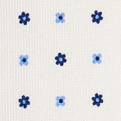 CRAVATTA SARTORIALE 9 PIEGHE IN SETA BIANCA Microfantasia fiore