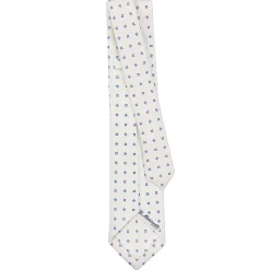 CRAVATTA SARTORIALE 9 PIEGHE IN SETA BIANCA Microfantasia fiore