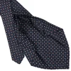 CRAVATTA SARTORIALE 9 PIEGHE IN SETA BLU SCURO Microfantasia fiore