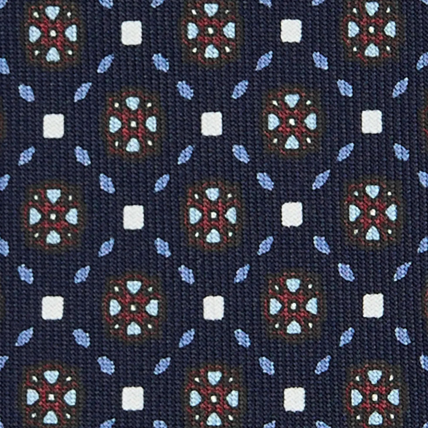 CRAVATTA SARTORIALE 9 PIEGHE IN SETA BLU SCURO Microfantasia fiore