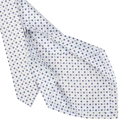 CRAVATTA SARTORIALE 5 PIEGHE IN SETA BIANCA Microfantasia fiore