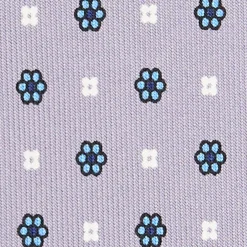 CRAVATTA SARTORIALE 5 PIEGHE IN SETA GRIGIO CHIARO Microfantasia fiore