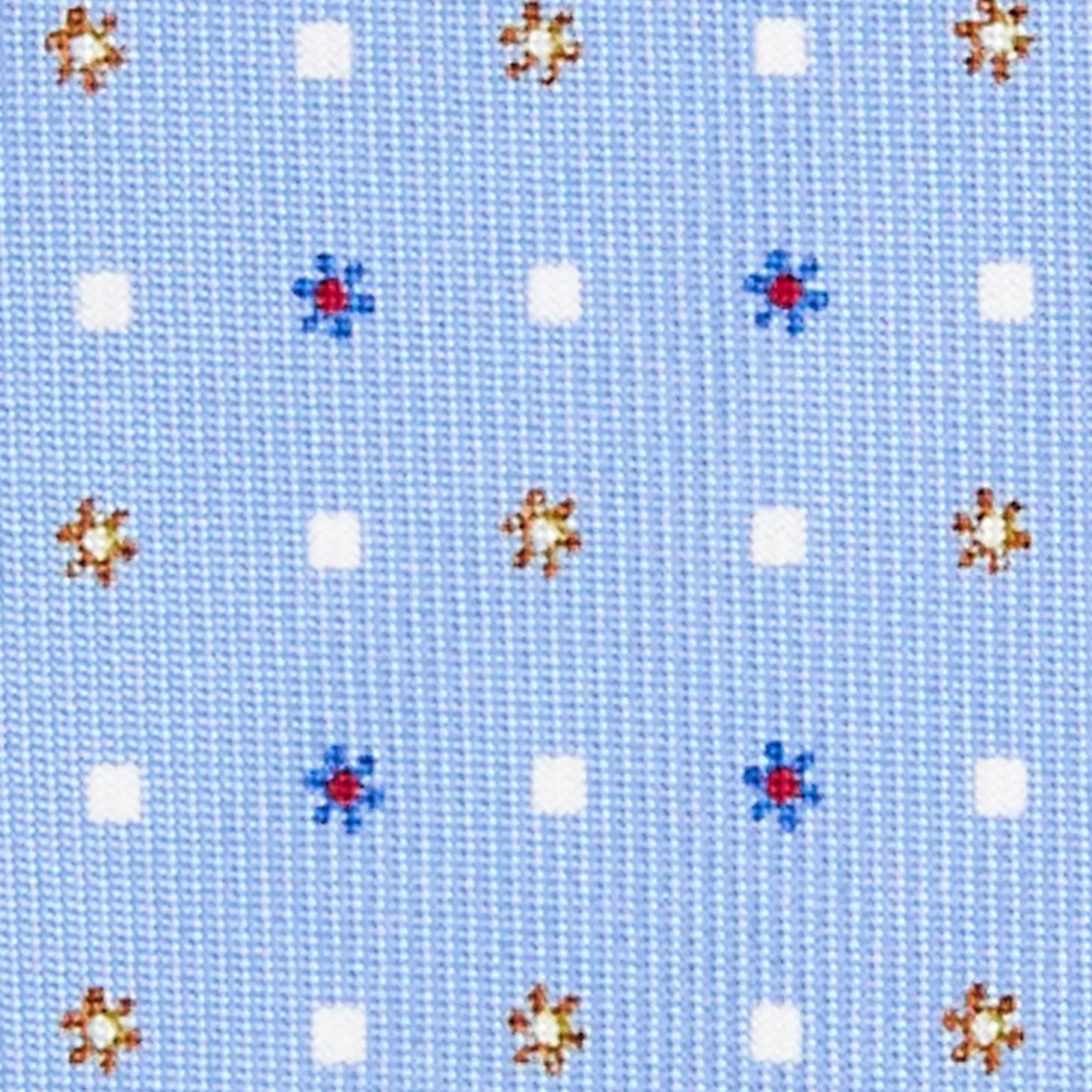 CRAVATTA SARTORIALE 9 PIEGHE IN SETA AZZURRA Microfantasia fiore
