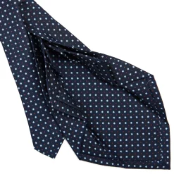 CRAVATTA SARTORIALE 9 PIEGHE IN SETA BLU SCURO Microfantasia fiore