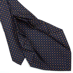 CRAVATTA SARTORIALE 9 PIEGHE IN SETA BLU SCURO Microfantasia fiore