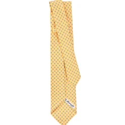 CRAVATTA SARTORIALE 9 PIEGHE IN SETA GIALLA Microfantasia fiore