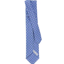 CRAVATTA SARTORIALE 9 PIEGHE IN SETA AZZURRO POLVERE Microfantasia fiore