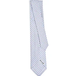 CRAVATTA SARTORIALE 7 PIEGHE IN SETA BIANCA Microfantasia fiore
