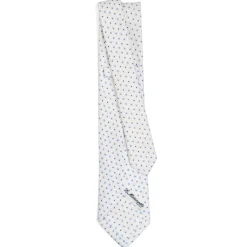 CRAVATTA SARTORIALE 5 PIEGHE IN SETA BIANCA Microfantasia fiore