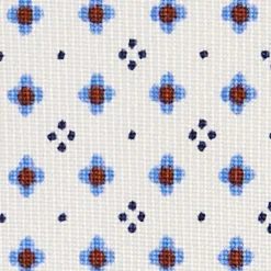 CRAVATTA SARTORIALE 9 PIEGHE IN SETA BIANCA Microfantasia fiore