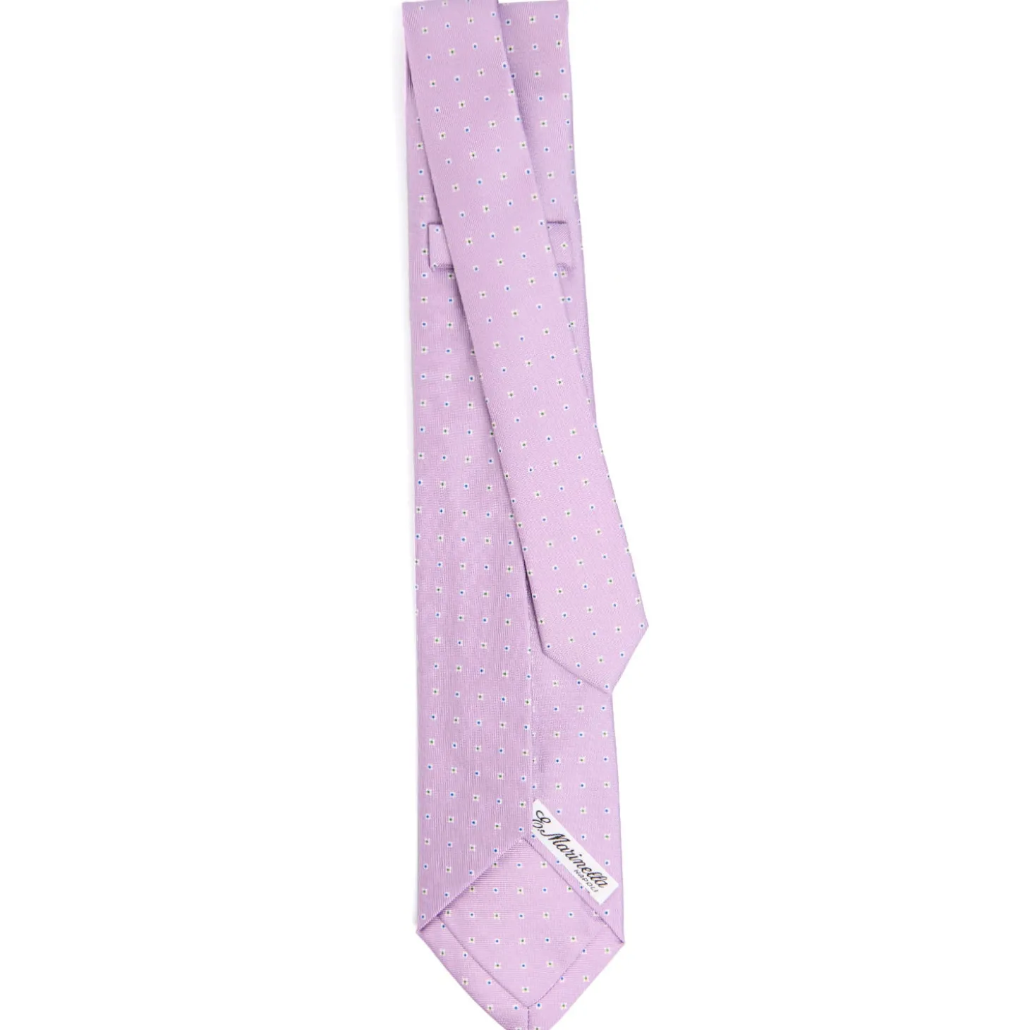 CRAVATTA SARTORIALE 9 PIEGHE IN SETA LILLA Microfantasia fiore