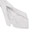 CRAVATTA SARTORIALE 9 PIEGHE IN SETA BIANCA Microfantasia fiore