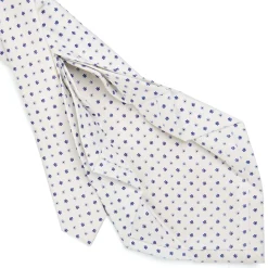 CRAVATTA SARTORIALE 9 PIEGHE IN SETA BIANCA Microfantasia fiore