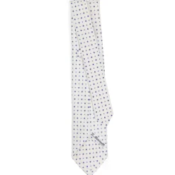 CRAVATTA SARTORIALE 9 PIEGHE IN SETA BIANCA Microfantasia fiore