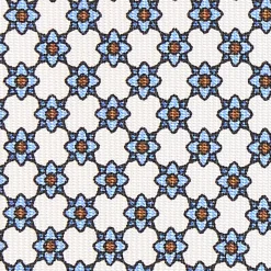 CRAVATTA SARTORIALE 9 PIEGHE IN SETA BIANCA Microfantasia fiore