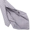 CRAVATTA SARTORIALE 7 PIEGHE IN SETA GRIGIO CHIARO Microfantasia fiore
